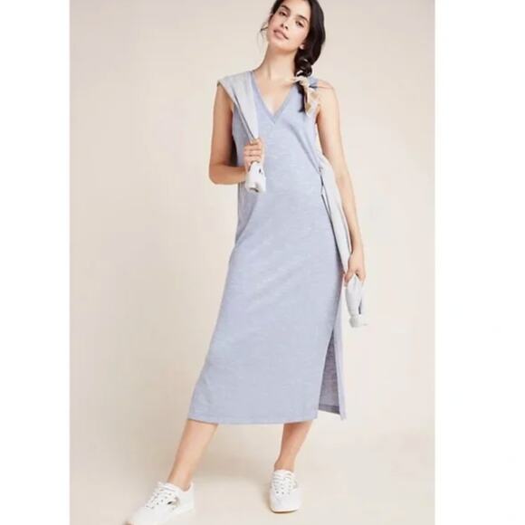 PAIGE Sage Sleeveless V-Neck Midi Tank Dress Size X-Small French Terry Casual - Picture 1 of 11